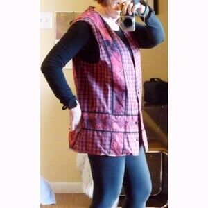 Vintage Cotton Calico Patchwork reversible hand-made vest loose cut L-XL